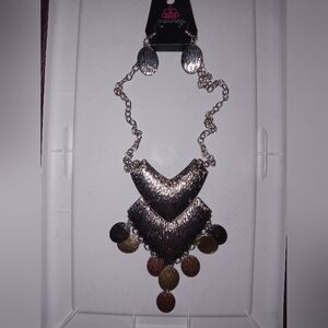 Paparazzi Silver and Gold Textured Necklace